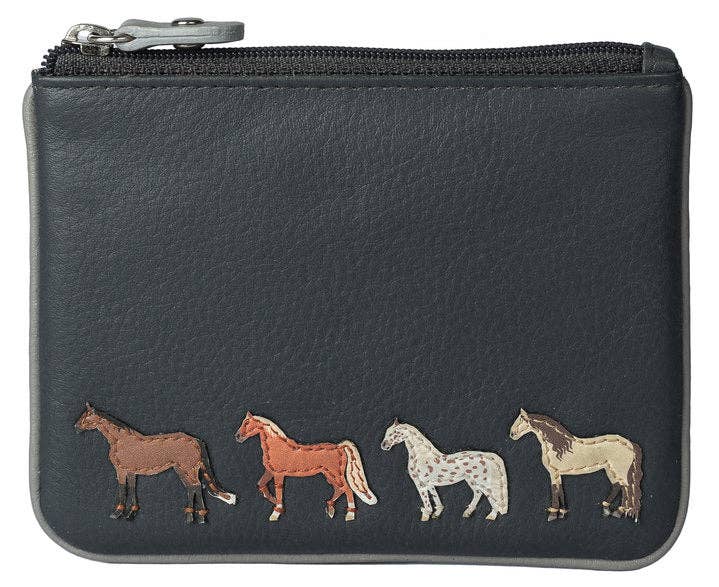 Best Friends Horses Coin Pouch RFID -Grey