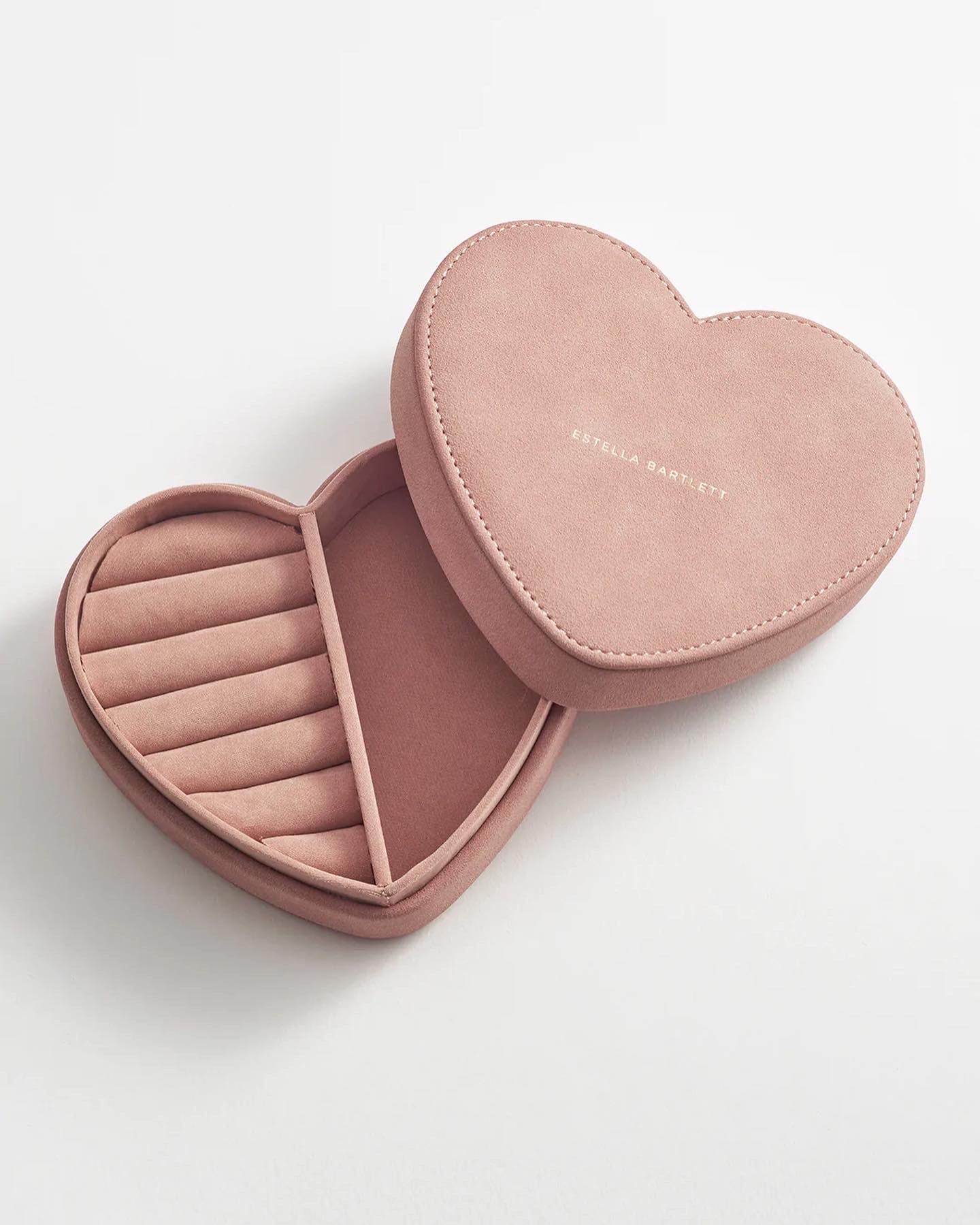 ESTELLA BARTLETT HEART JEWELLERY BOX DUSKY PINK VELVET