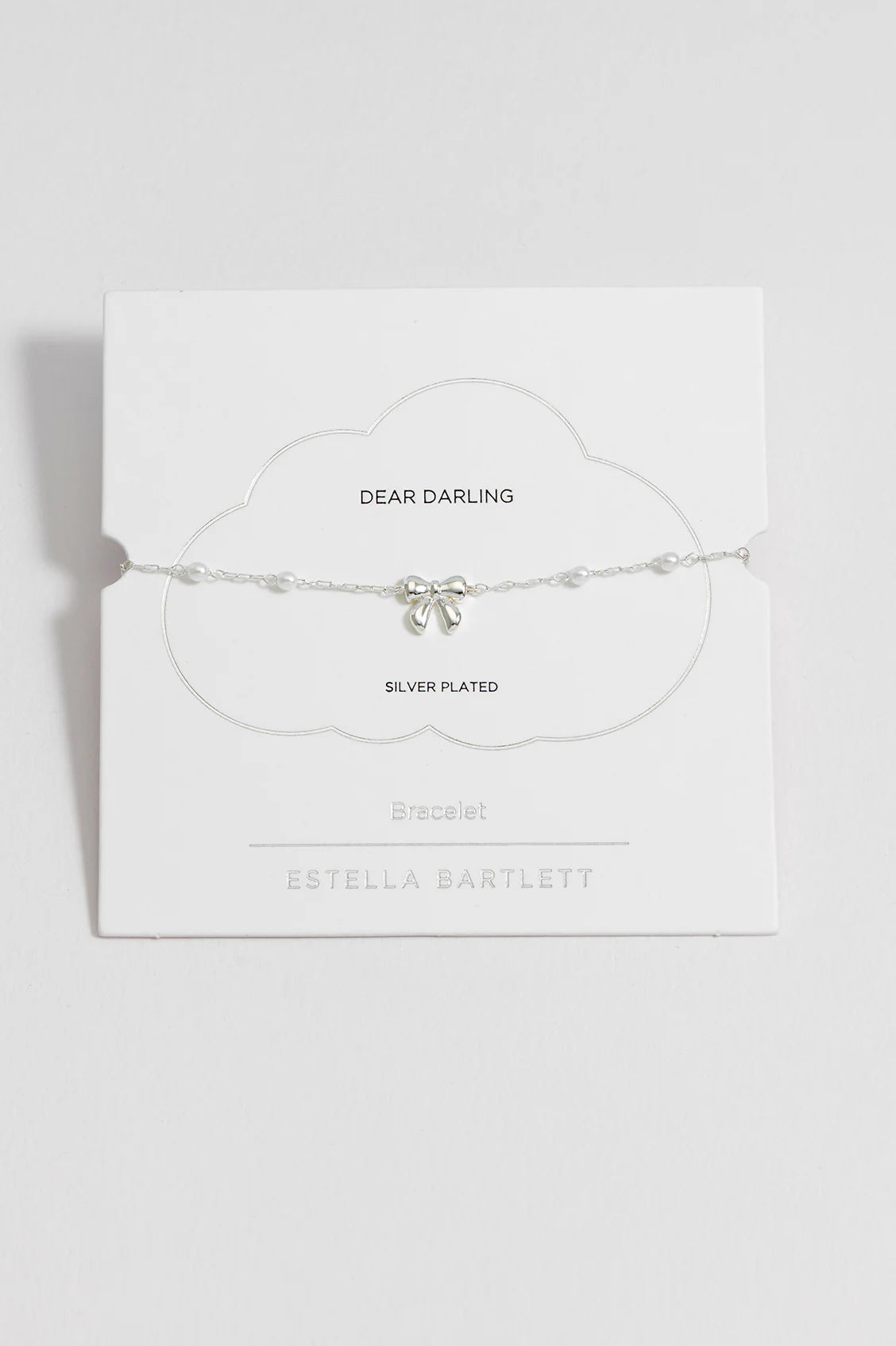 ESTELLA BARTLETT Pearl Bow Beaded Chain Bracelet Silver Plated