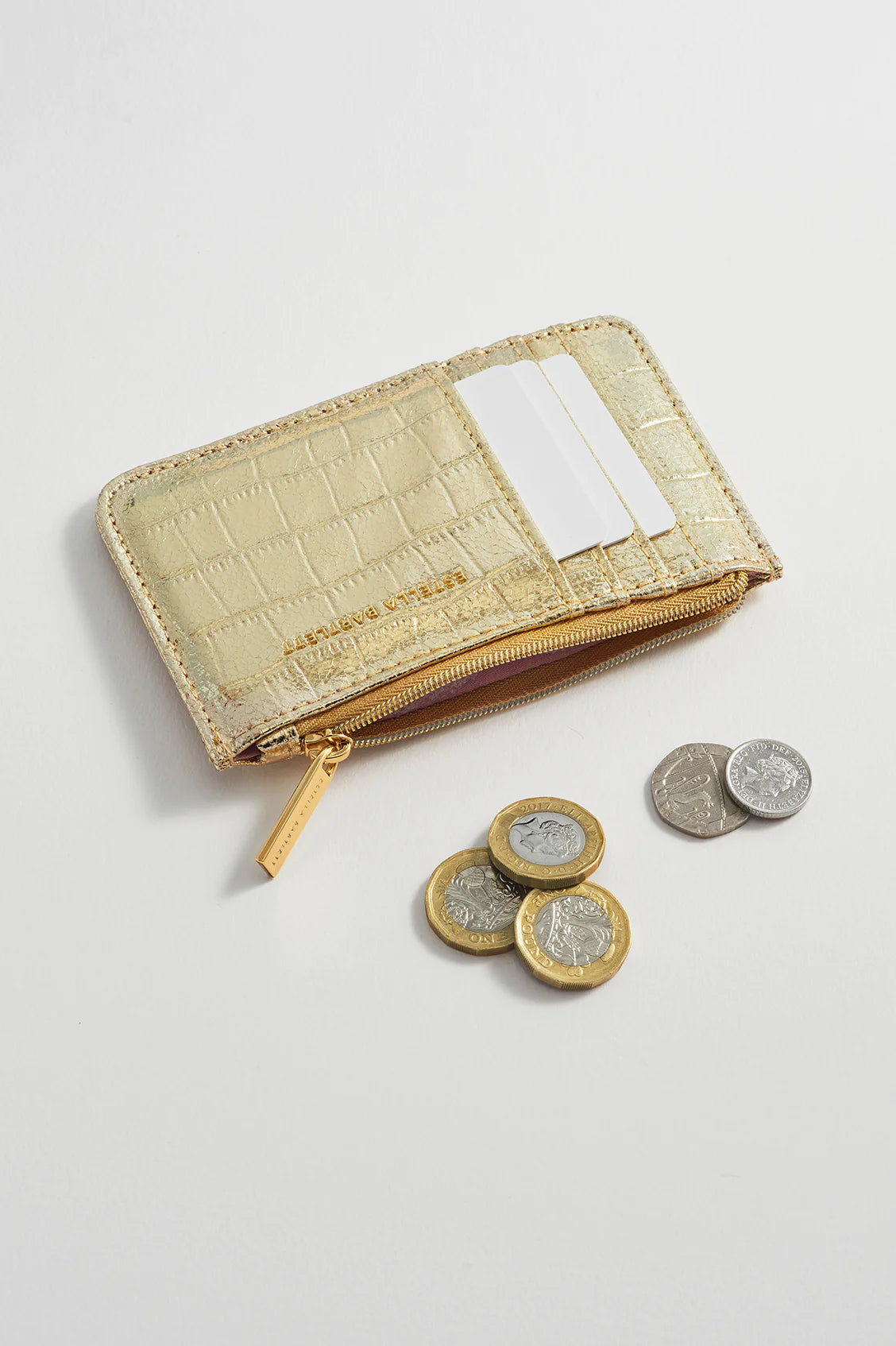 ESTELLA BARTLETT Rectangle Card Purse Gold Croc Embossed