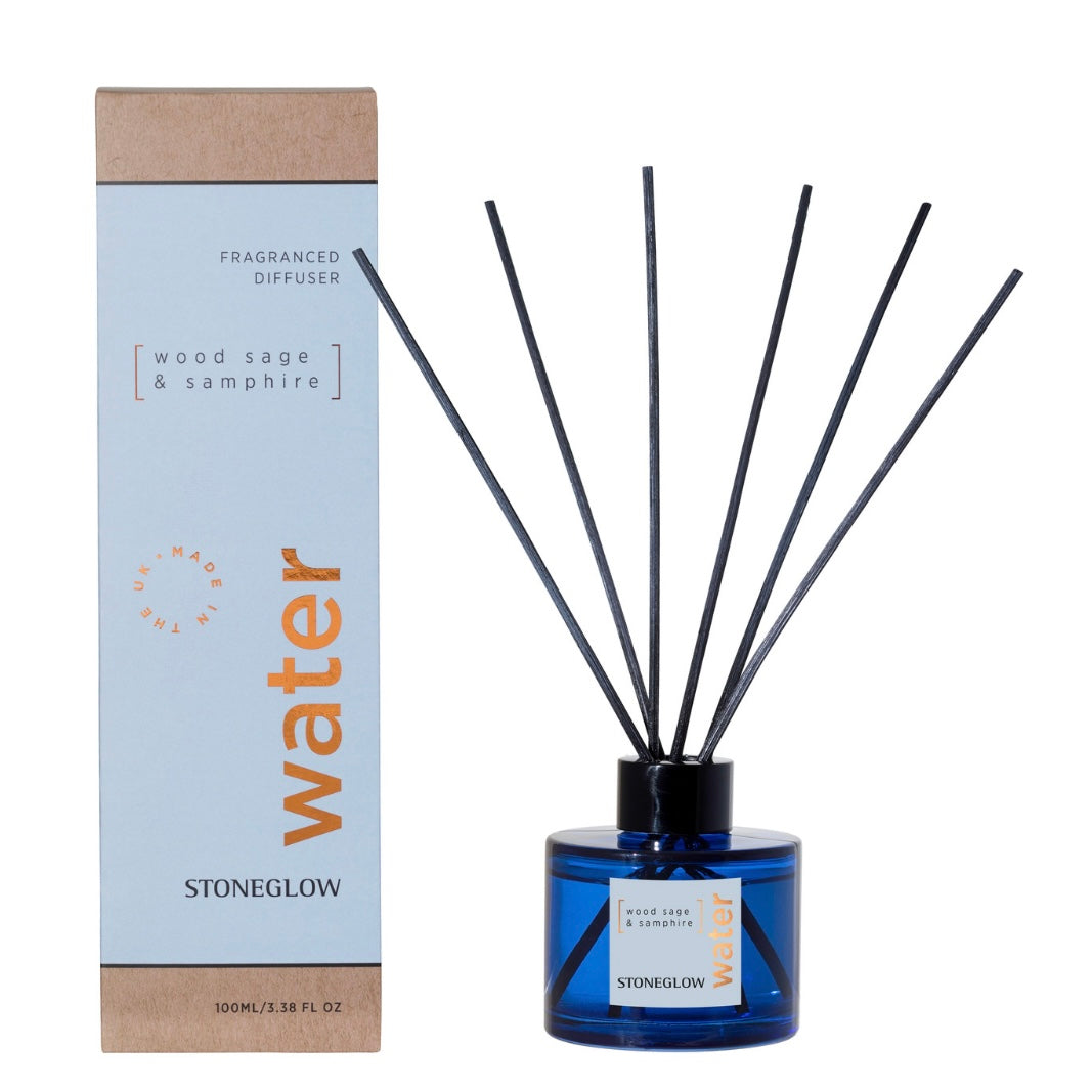 Stoneglow Elements - Water - Wood Sage & Samphire - Reed Diffuser