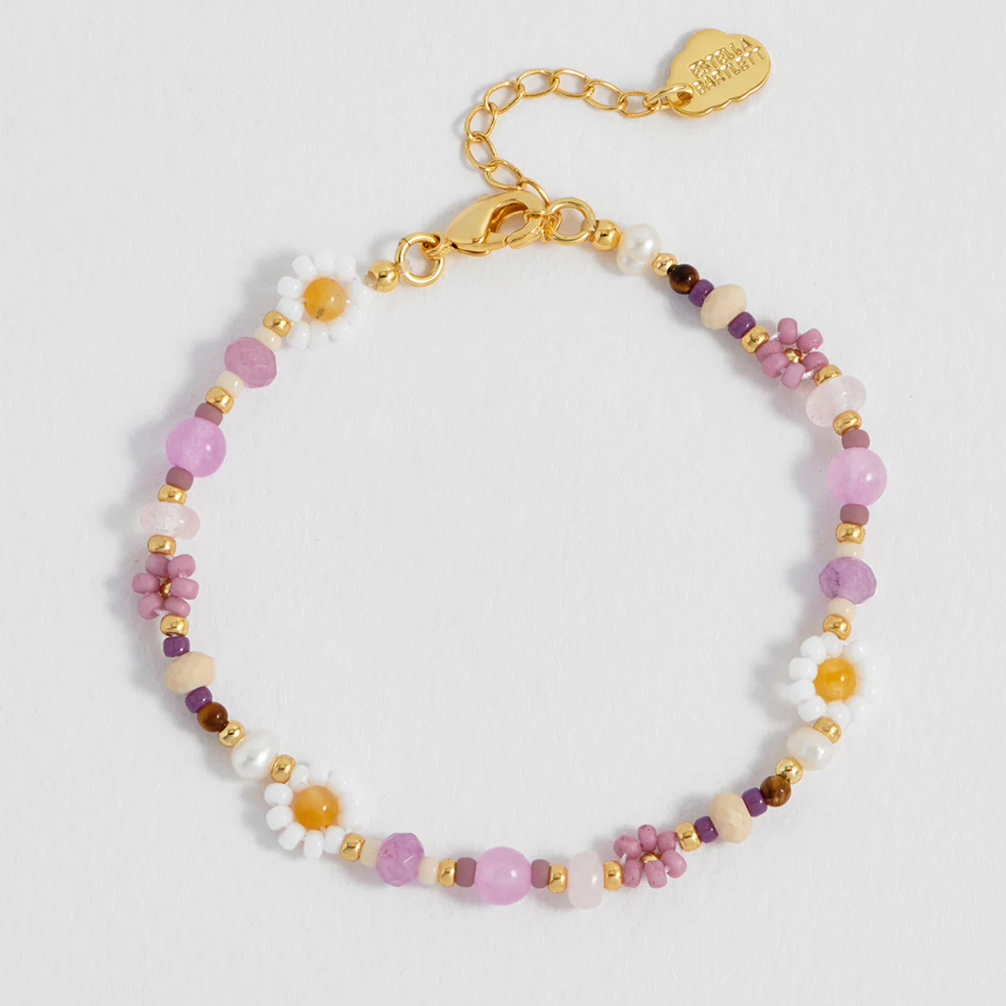 Estella Bartlett Lilac Beaded Flower Bracelet Gold Plated | Lilac Multi