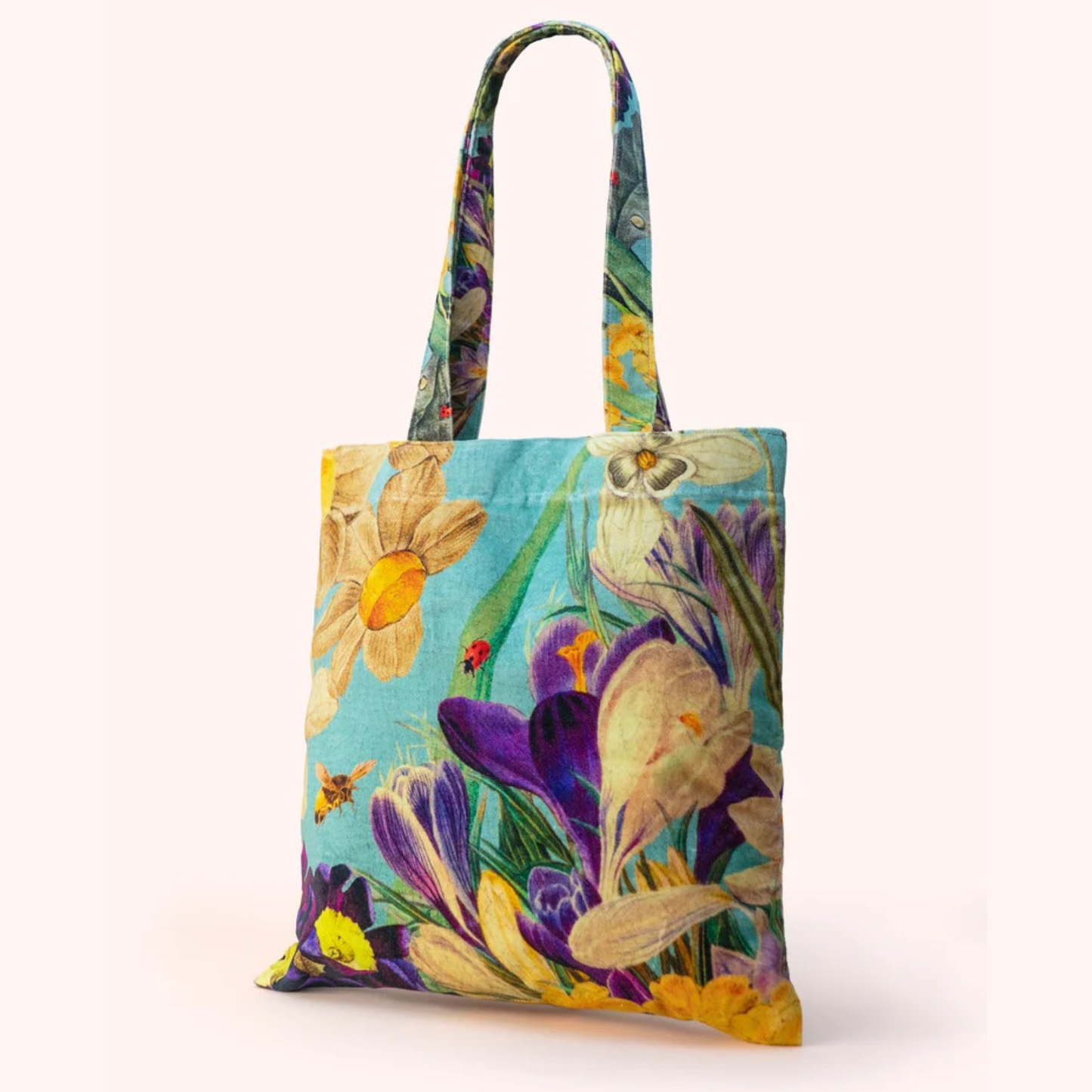 POWDER VELVET TOTE BAG - SPRING FLORA