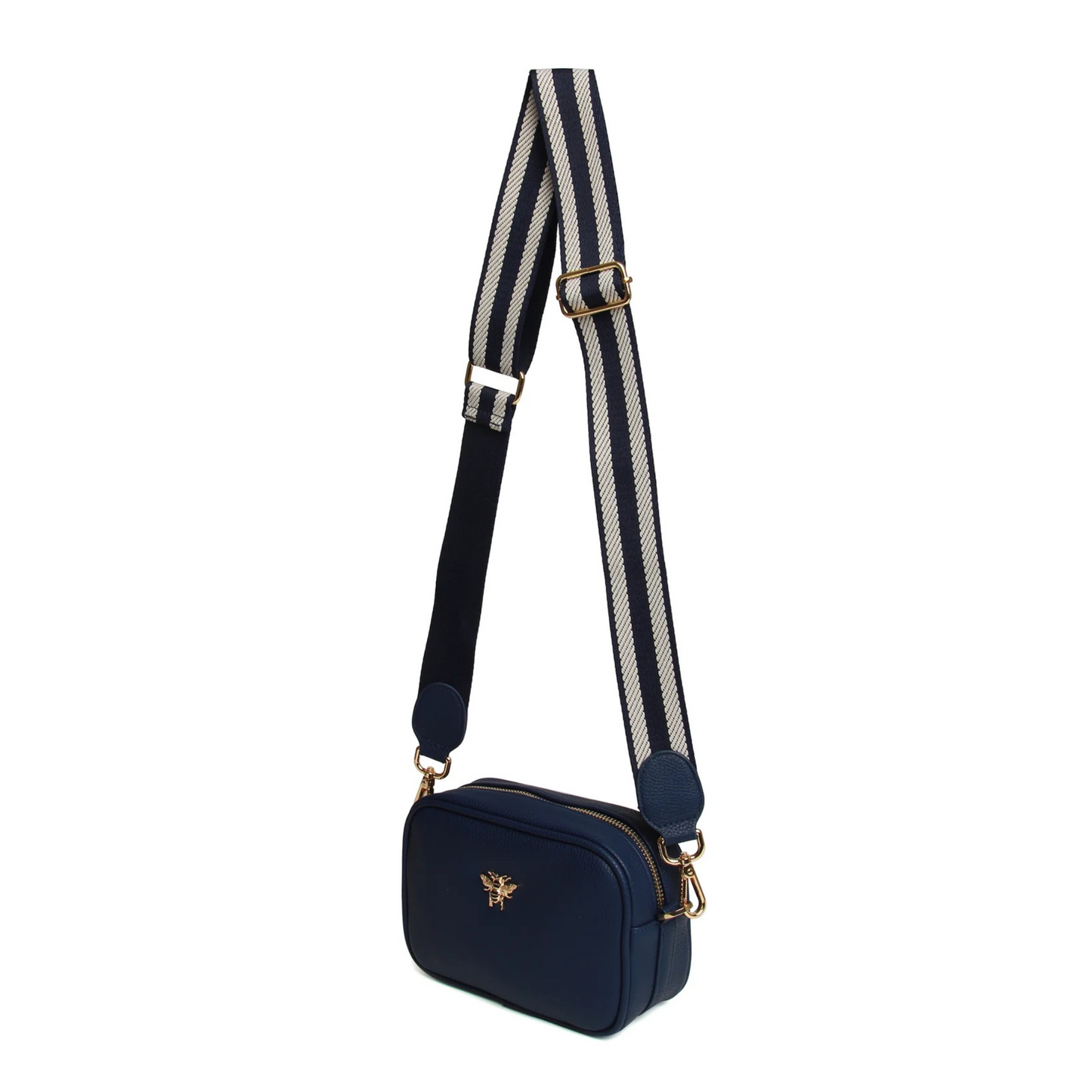 Alice Wheeler Mayfair Mini Cross Body Bag - Vegan Leather Hands-Free Style - Navy