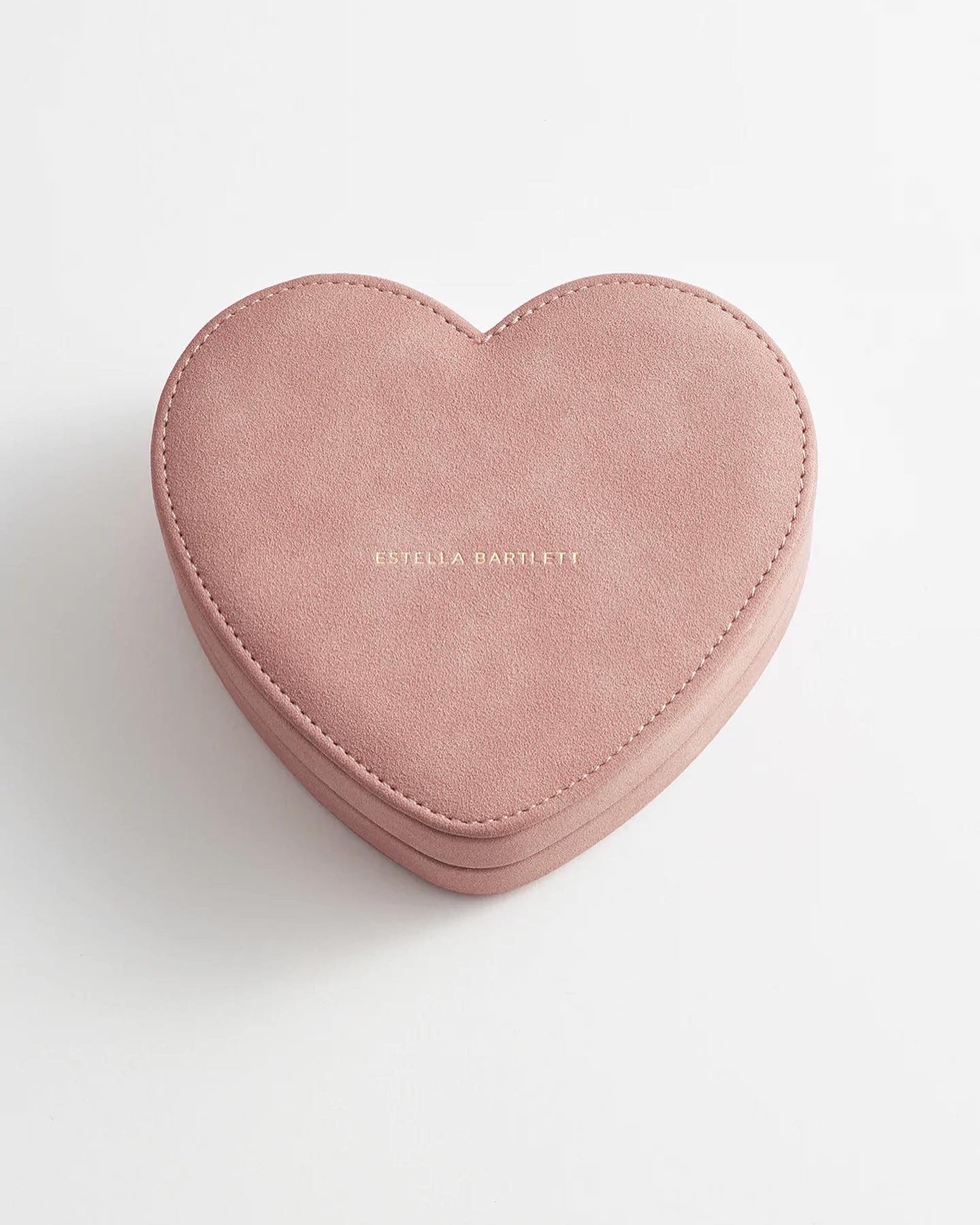 ESTELLA BARTLETT HEART JEWELLERY BOX DUSKY PINK VELVET