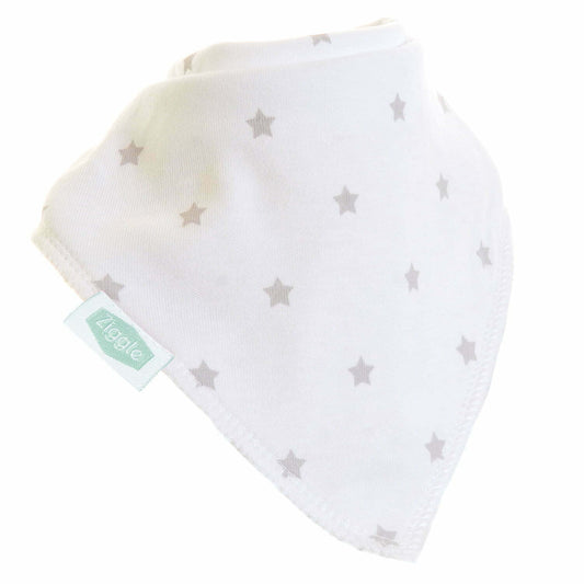 ZIGGLE WHITE WITH GREY STARS BIB