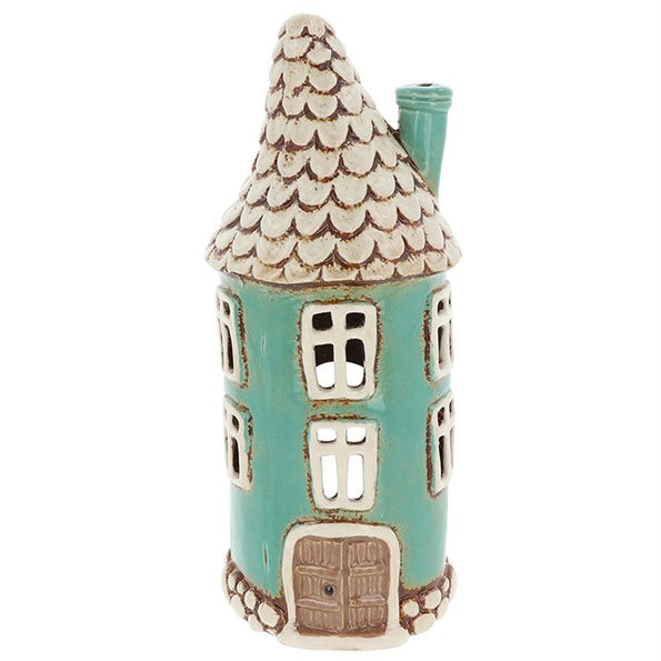 Village Pottery Round House Teal Tealight House