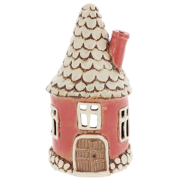 Village Pottery Round House Dark Pink Tealight House