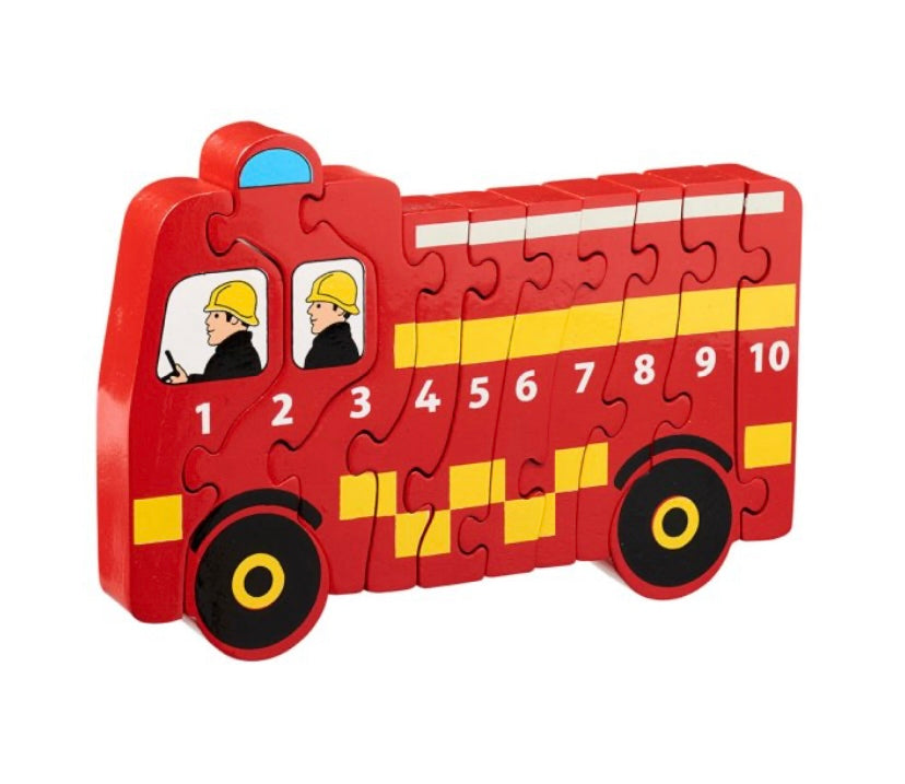 Wooden fire engine number 1-10 jigsaw puzzle