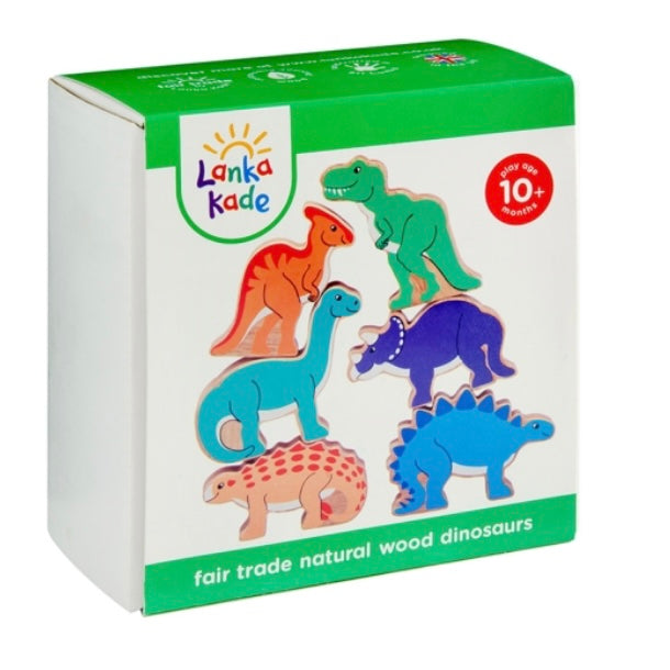 Wooden dinosaur playset - 6 animals - Fair Trade