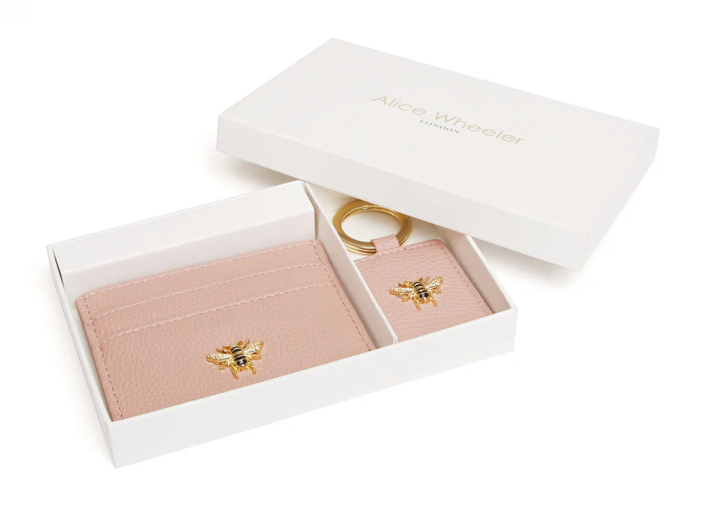 ALICE WHEELER LONDON Pink Bow card holder & key ring gift set