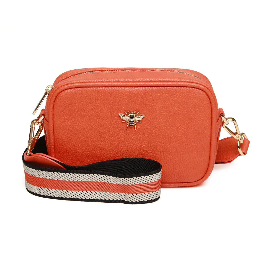 ALICE WHEELER LONDON  Orange Mini mayfair with webbing strap