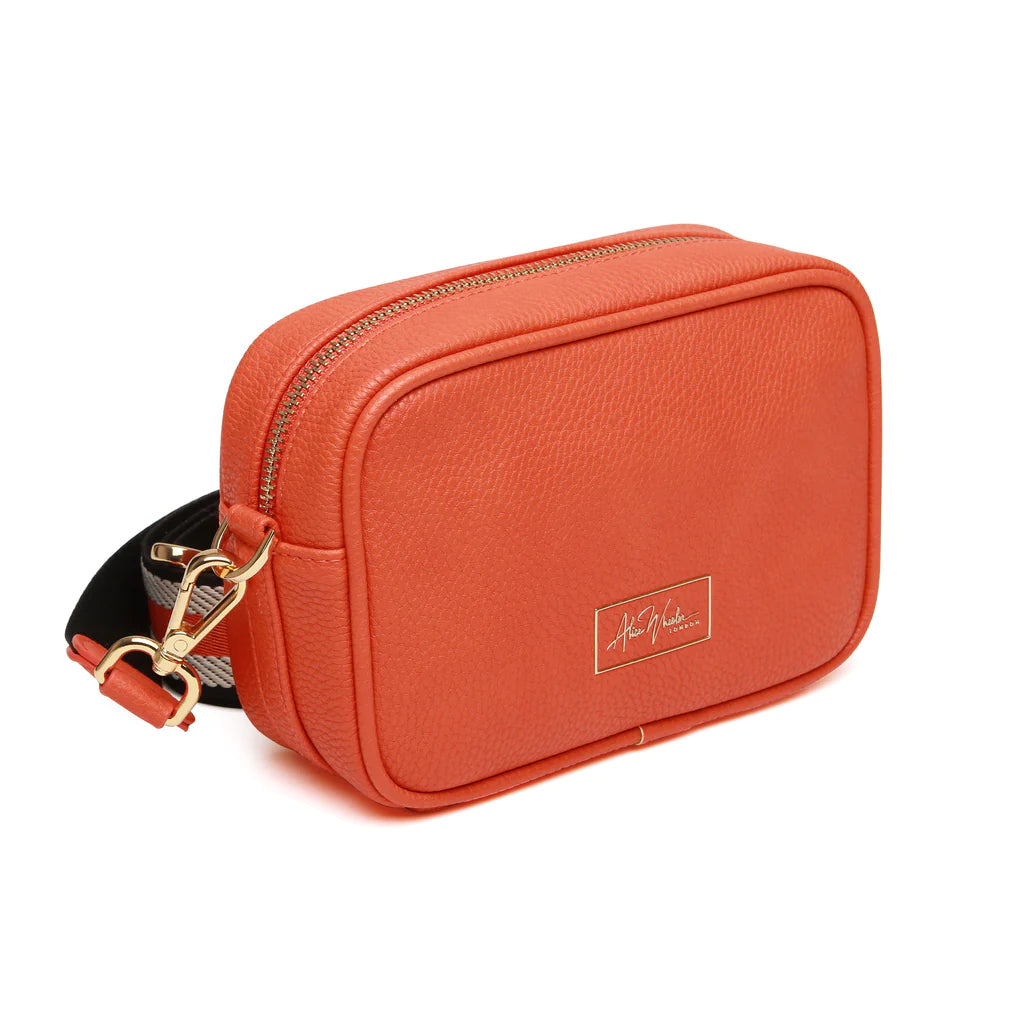 ALICE WHEELER LONDON  Orange Mini mayfair with webbing strap