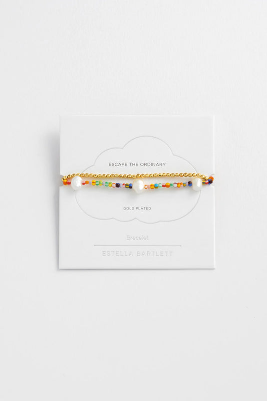 ESTELLA BARTLETT RAINBOW PEARL, GOLD PLATED BRACELET SET