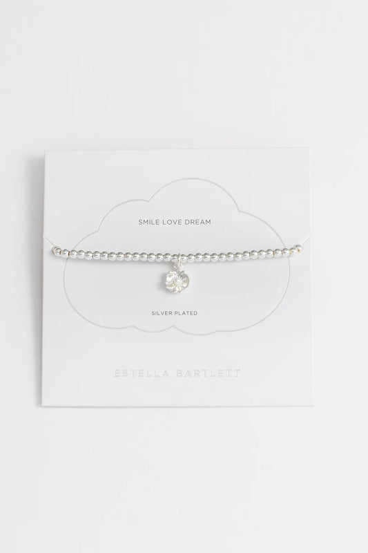 ESTELLA BARTLETT Beaded Buttercup Pearl Charm Bracelet Silver Plated