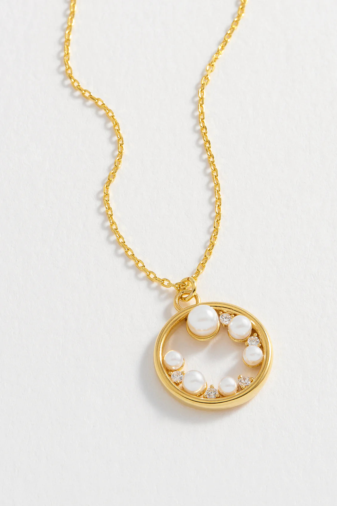 Estella Bartlett Pearl CZ Cut-Out Pendant Gold Plated | Pearl