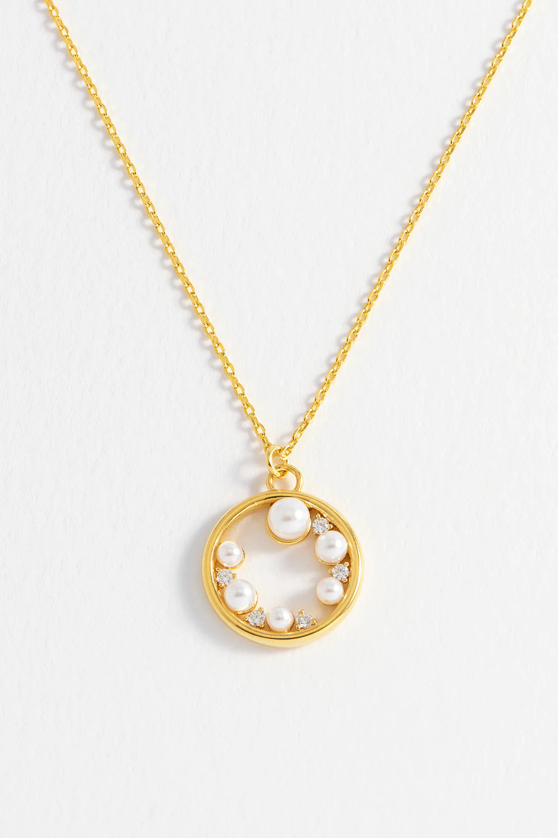 Estella Bartlett Pearl CZ Cut-Out Pendant Gold Plated | Pearl