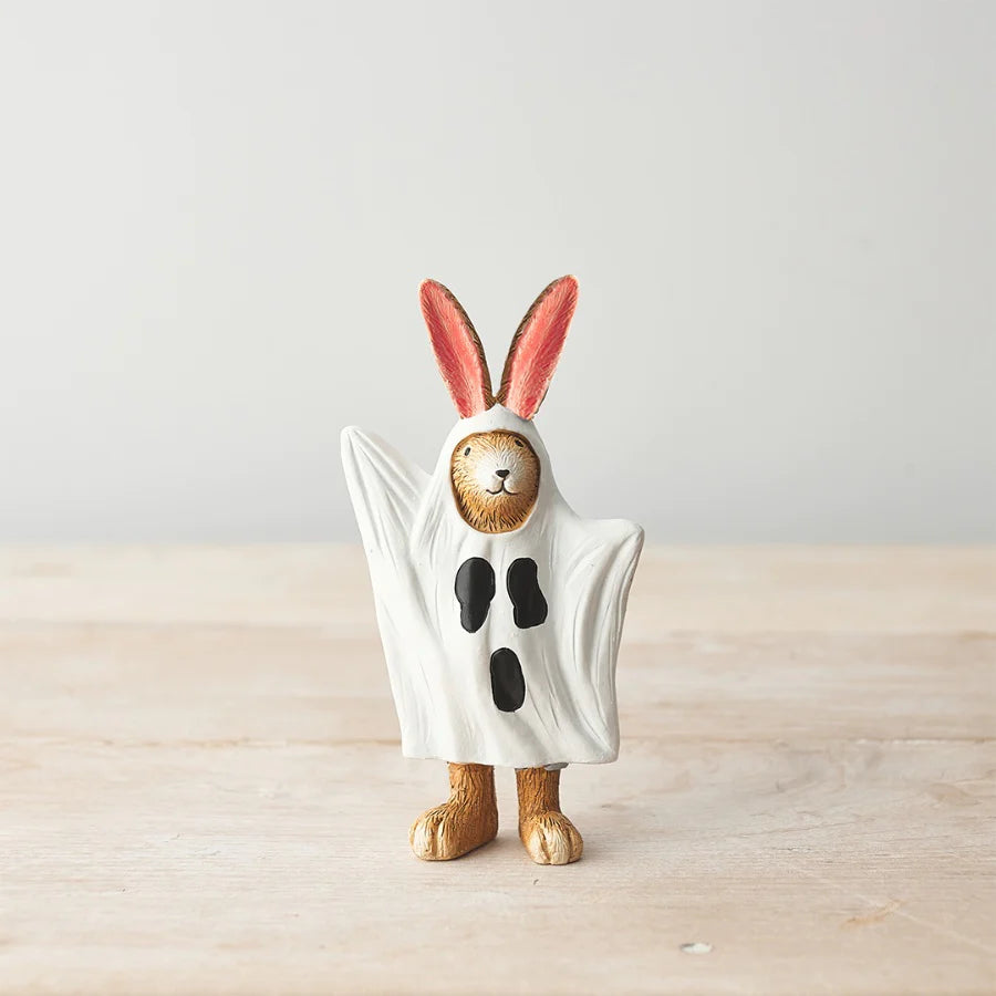 Decorative Autumn Bunny Figure Standing In Halloween Ghost Costume