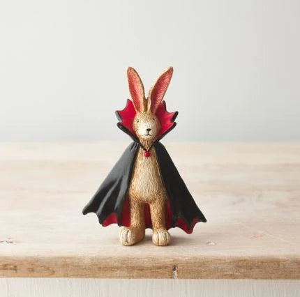 Decorative Autumn Bunny Figure Standing In Halloween Vampire Costume