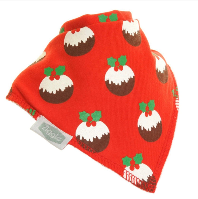 Red Christmas Pudding Print Bib By Ziggle