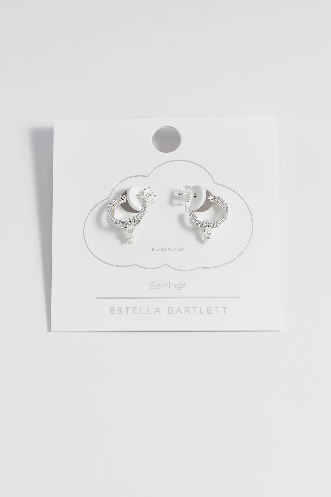 ESTELLA BARTLETT DUO PAVE STAR HOOPS SILVER PLATED