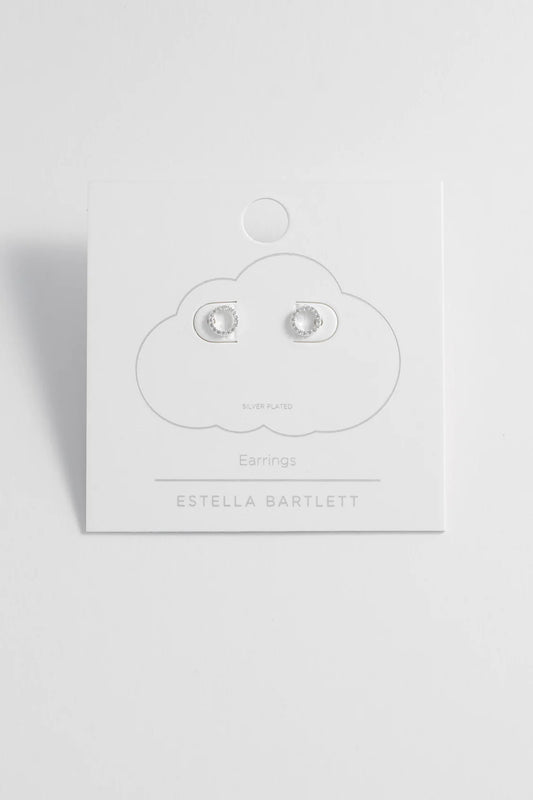 ESTELLA BARTLETT CZ CIRCLE EARRINGS SILVER PLATED