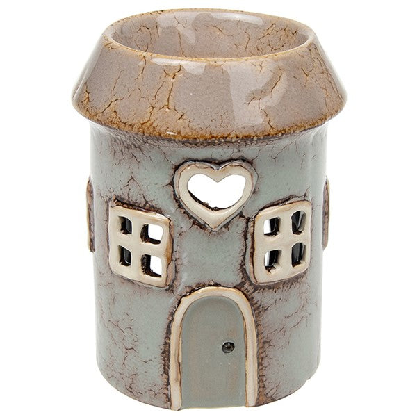 Village Pottery Warmer With Heart - Grey