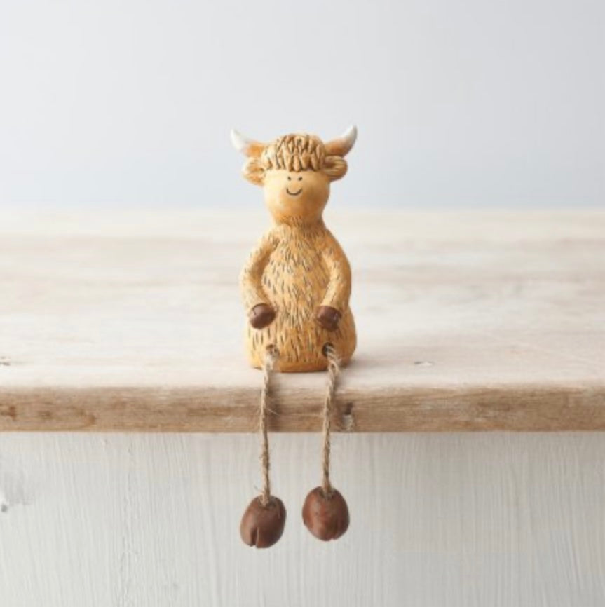 HIGHLAND COW SHELF SITTER, 9CM