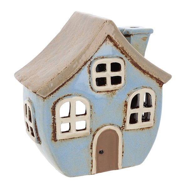 Village Pottery Quirky House Pale Blue Tealight