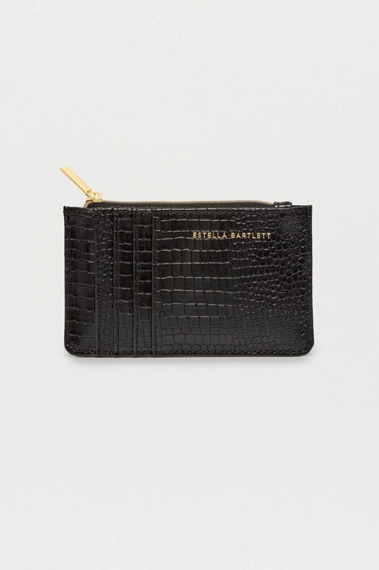 ESTELLA BARTLETT Rectangle Card Purse Black Croc Embossed