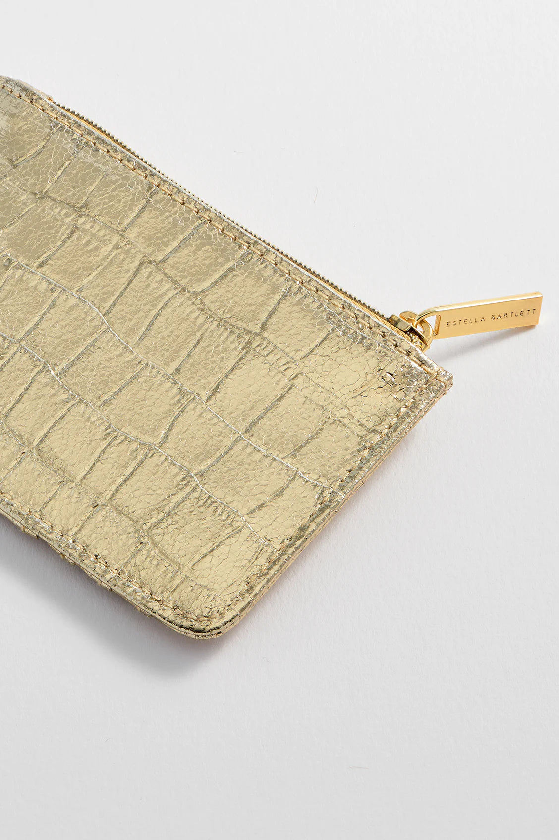 ESTELLA BARTLETT Rectangle Card Purse Gold Croc Embossed