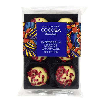 COCOBA RASPBERRY AND MARC DE CHAMPAGNE TRUFFLES (6 TRUFFLES)