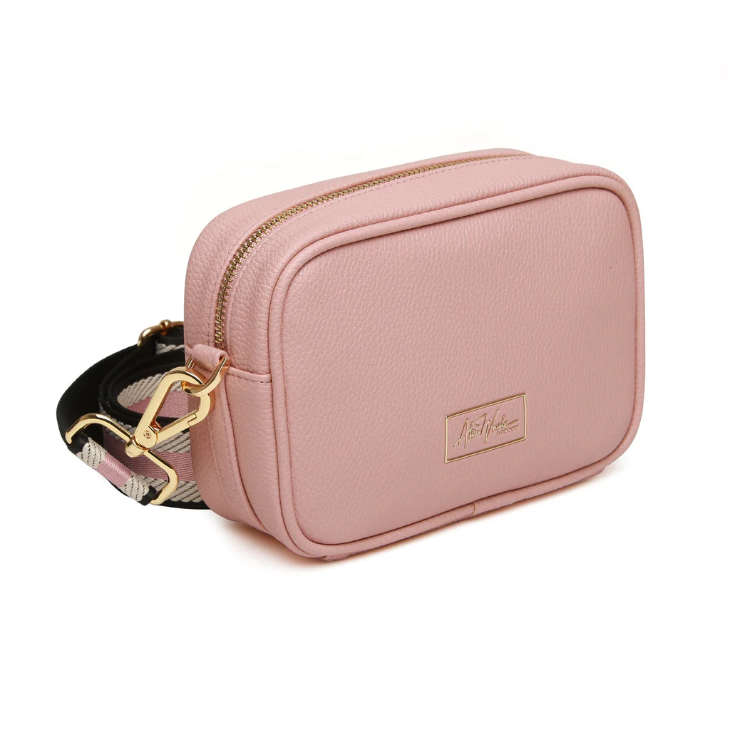 ALICE WHEELER LONDON  Pink Mini mayfair with webbing strap