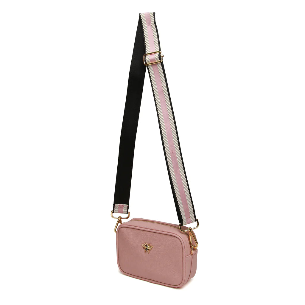 ALICE WHEELER LONDON  Pink Mini mayfair with webbing strap