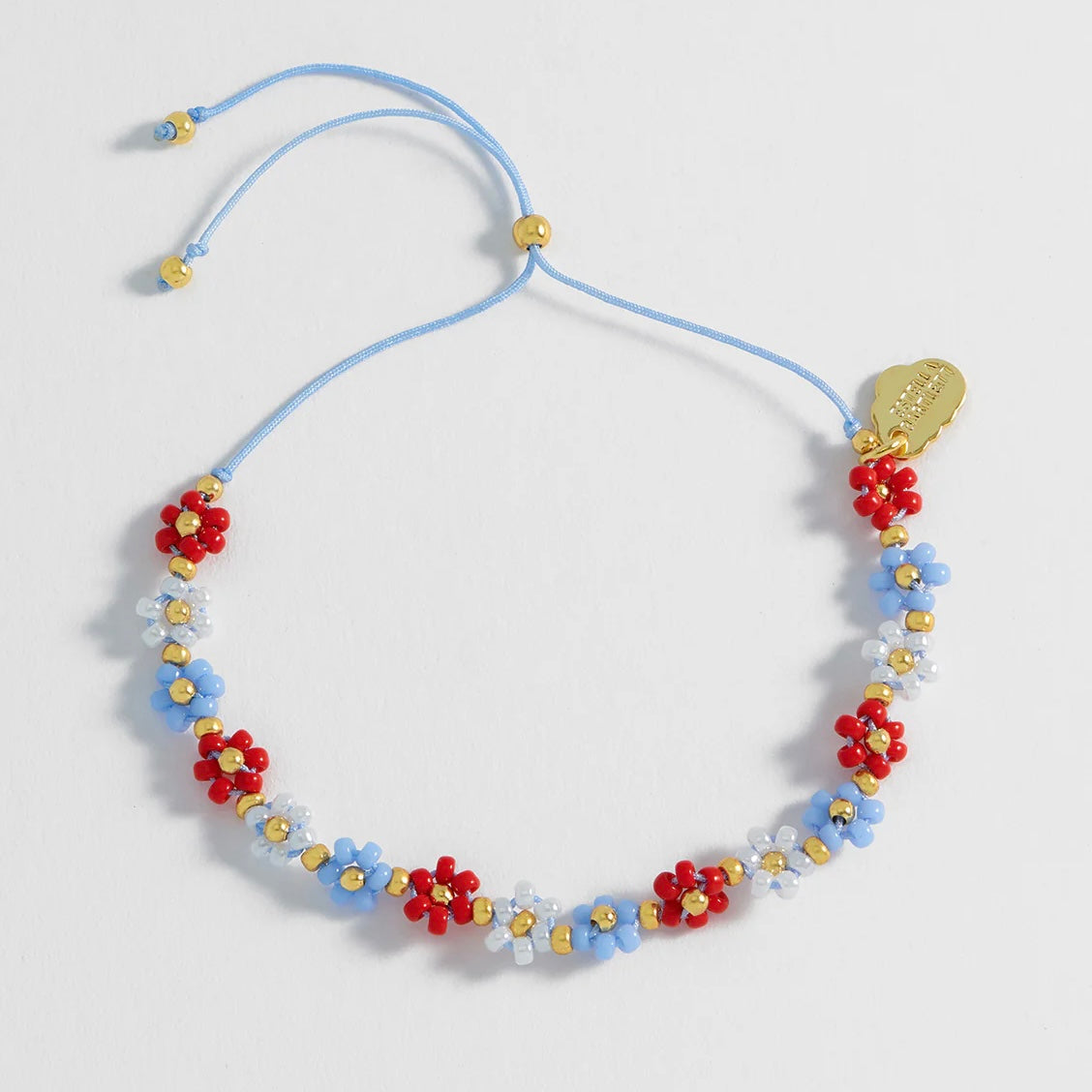 ESTELLA BARTLETT- Daisy Chain Bracelet Gold Plated - Red and Blue