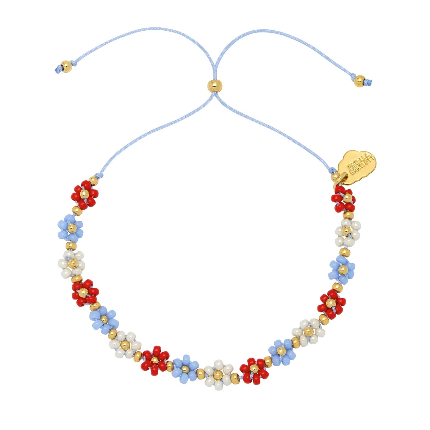 ESTELLA BARTLETT- Daisy Chain Bracelet Gold Plated - Red and Blue