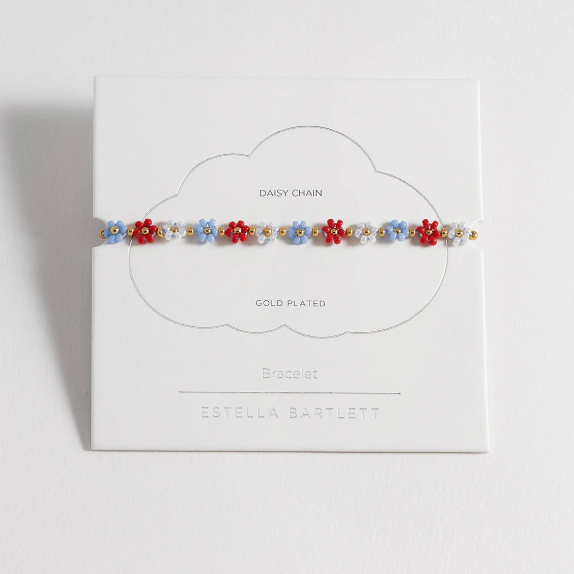 ESTELLA BARTLETT- Daisy Chain Bracelet Gold Plated - Red and Blue