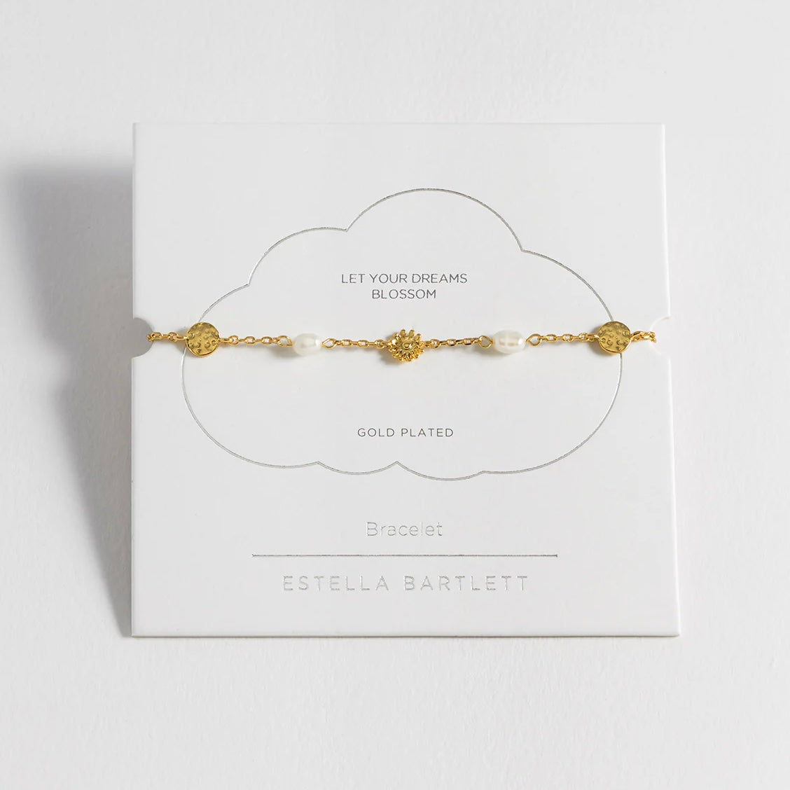 ESTELLA BARTLETT-Textured Disc Flower Pearl Bracelet Gold Plated - Pearl