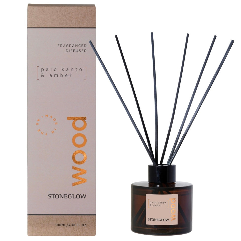 Stoneglow  Elements  - Wood - Palo Santo & Amber - Reed Diffuser