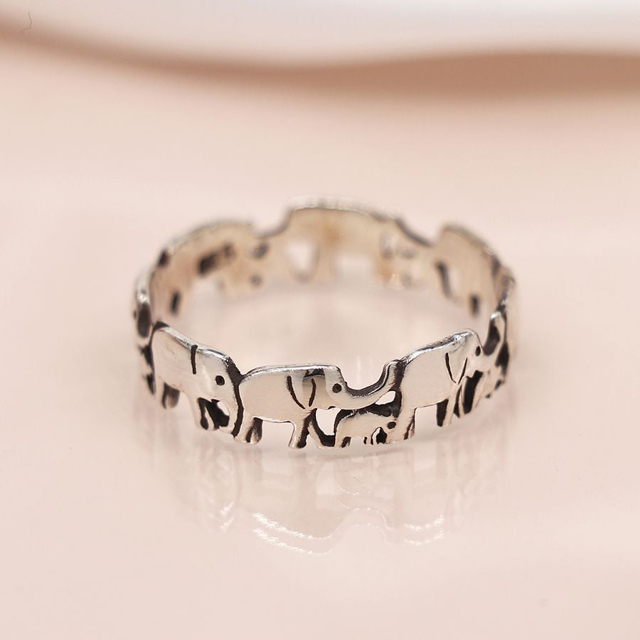 POM… Sterling Silver Mother And Baby Elephant Ring