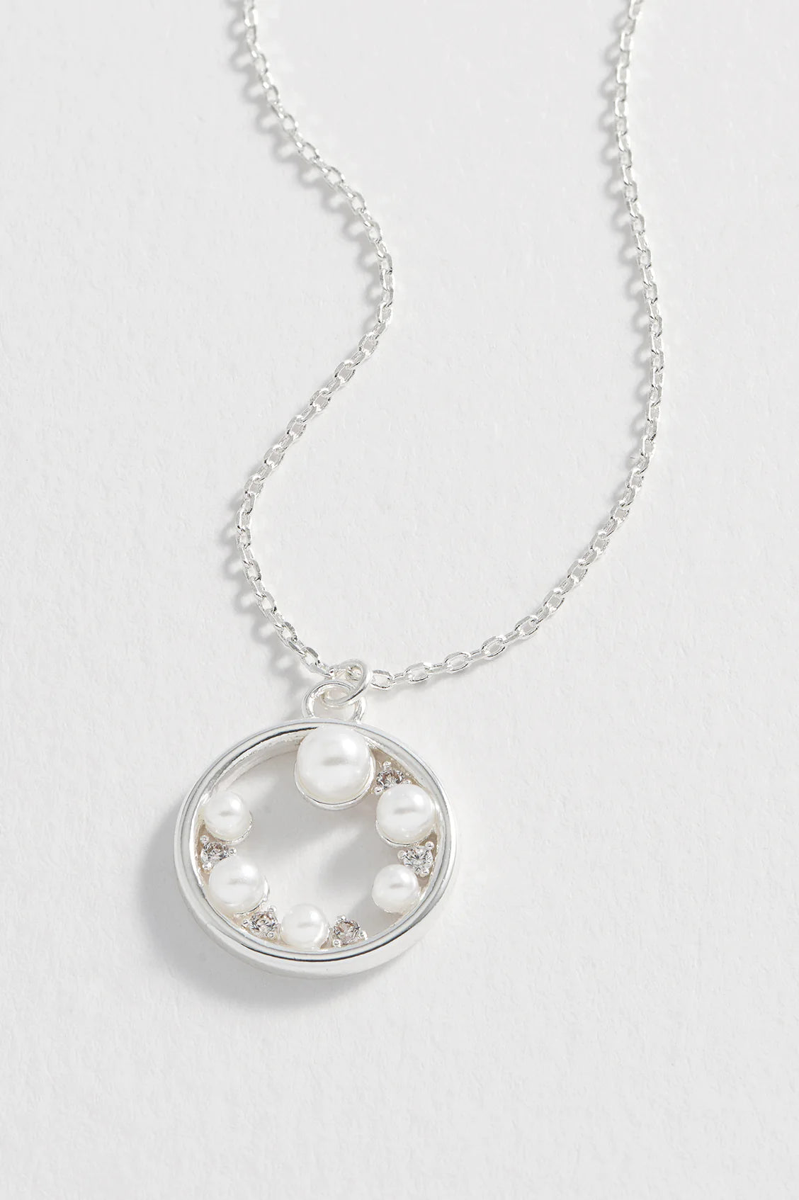 Estella Bartlett Pearl CZ Cut-Out Pendant Silver Plated | Pearl