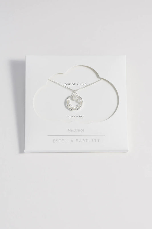 Estella Bartlett Pearl CZ Cut-Out Pendant Silver Plated | Pearl