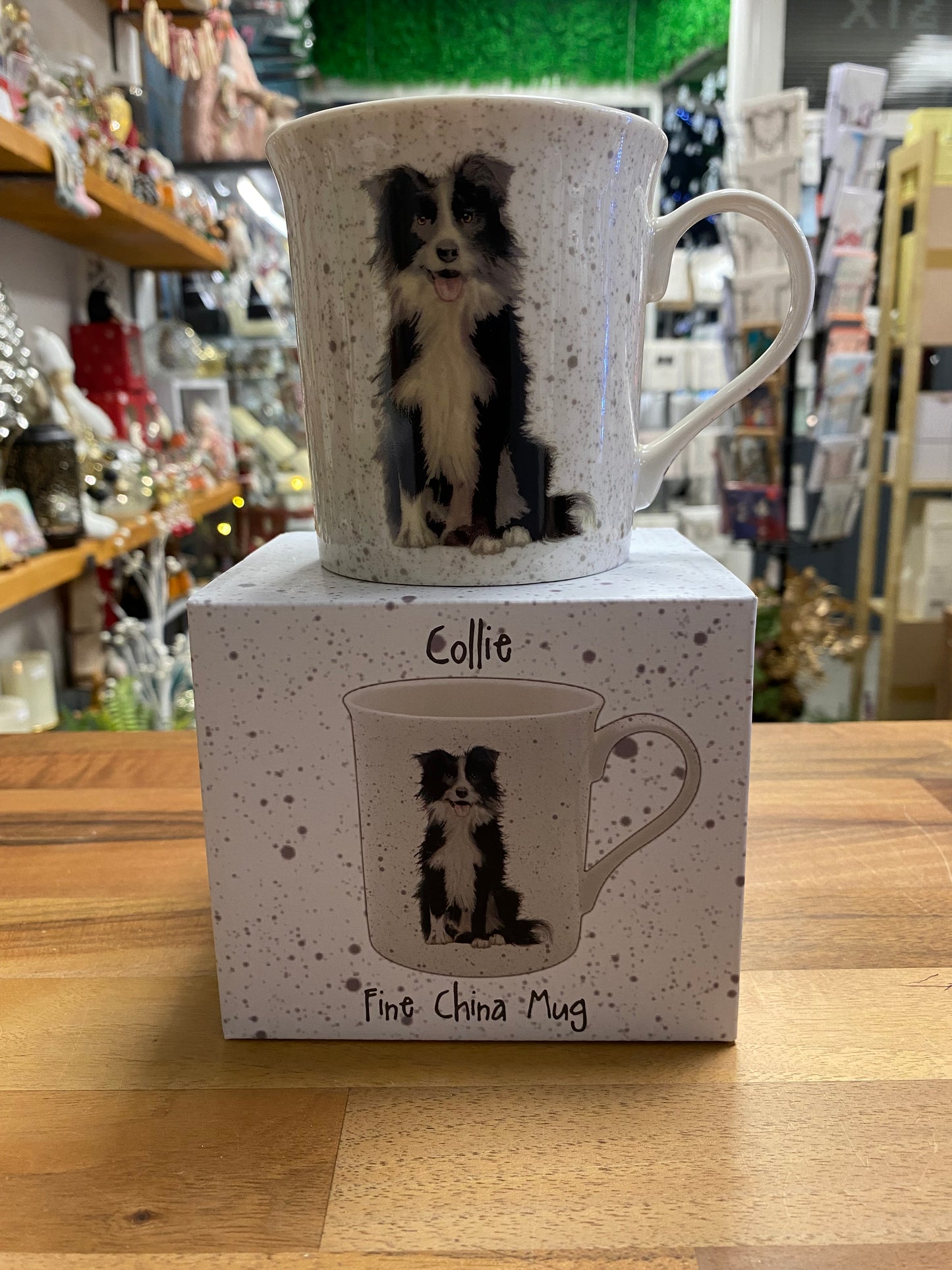 BORDER COLLIE FINE CHINA MUG, 13CM