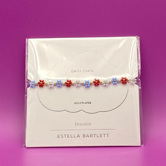 ESTELLA BARTLETT- Daisy Chain Bracelet Gold Plated - Red and Blue
