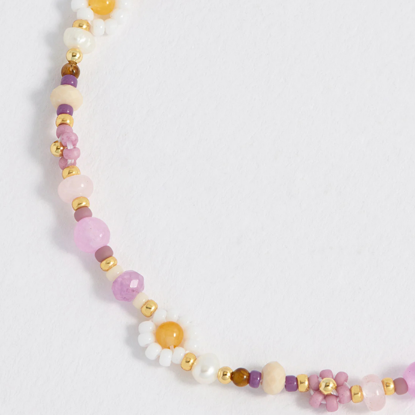 Estella Bartlett Lilac Beaded Flower Bracelet Gold Plated | Lilac Multi