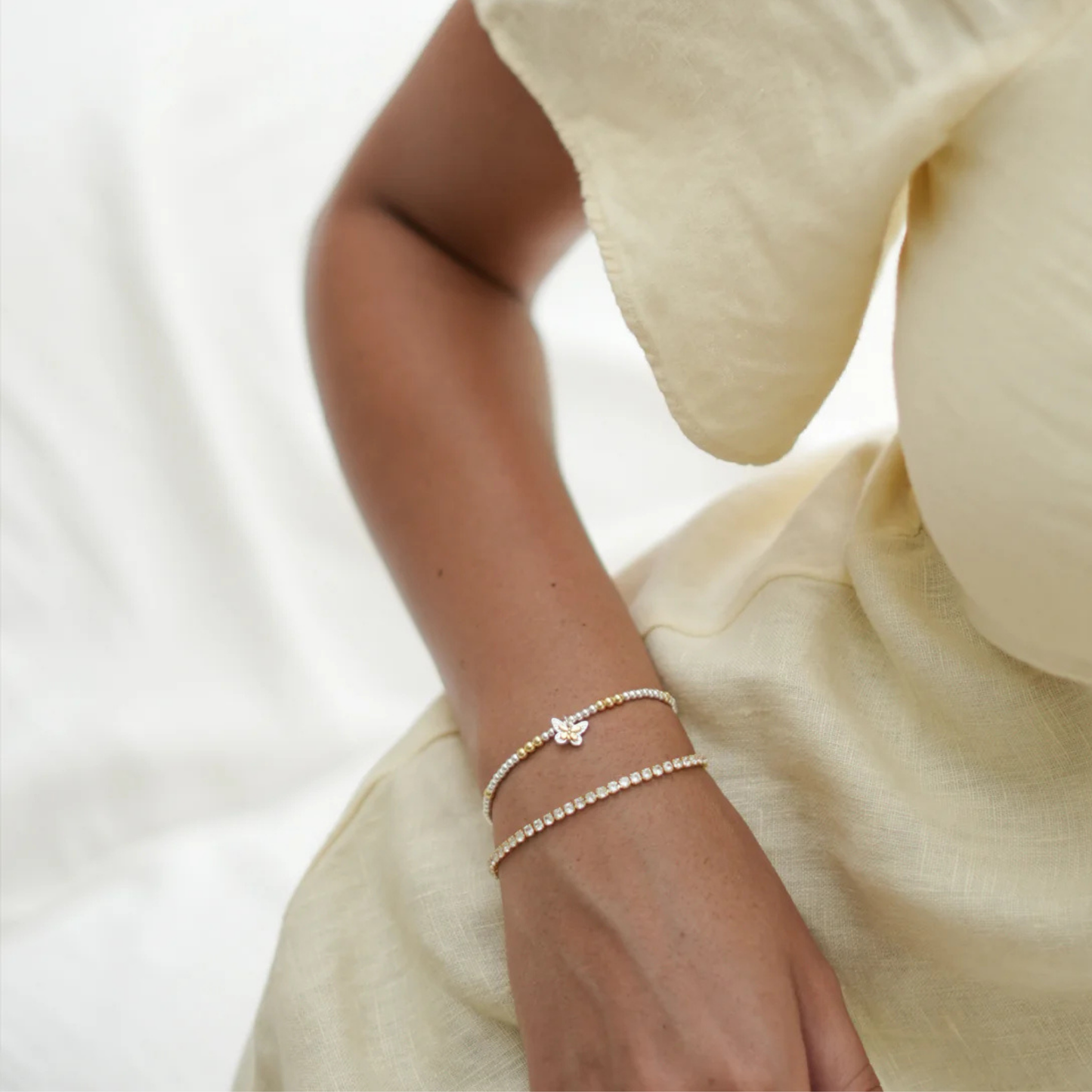 Estella Bartlett Mixed Metal Butterfly Sienna Bracelet Gold and Silver Plated