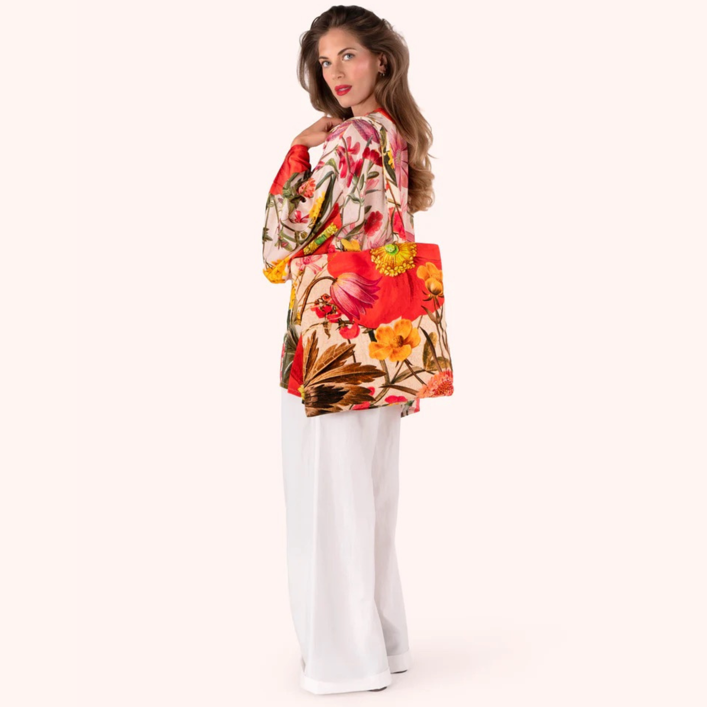 KIMONO JACKET - FINE FLOWERS IN CREAM