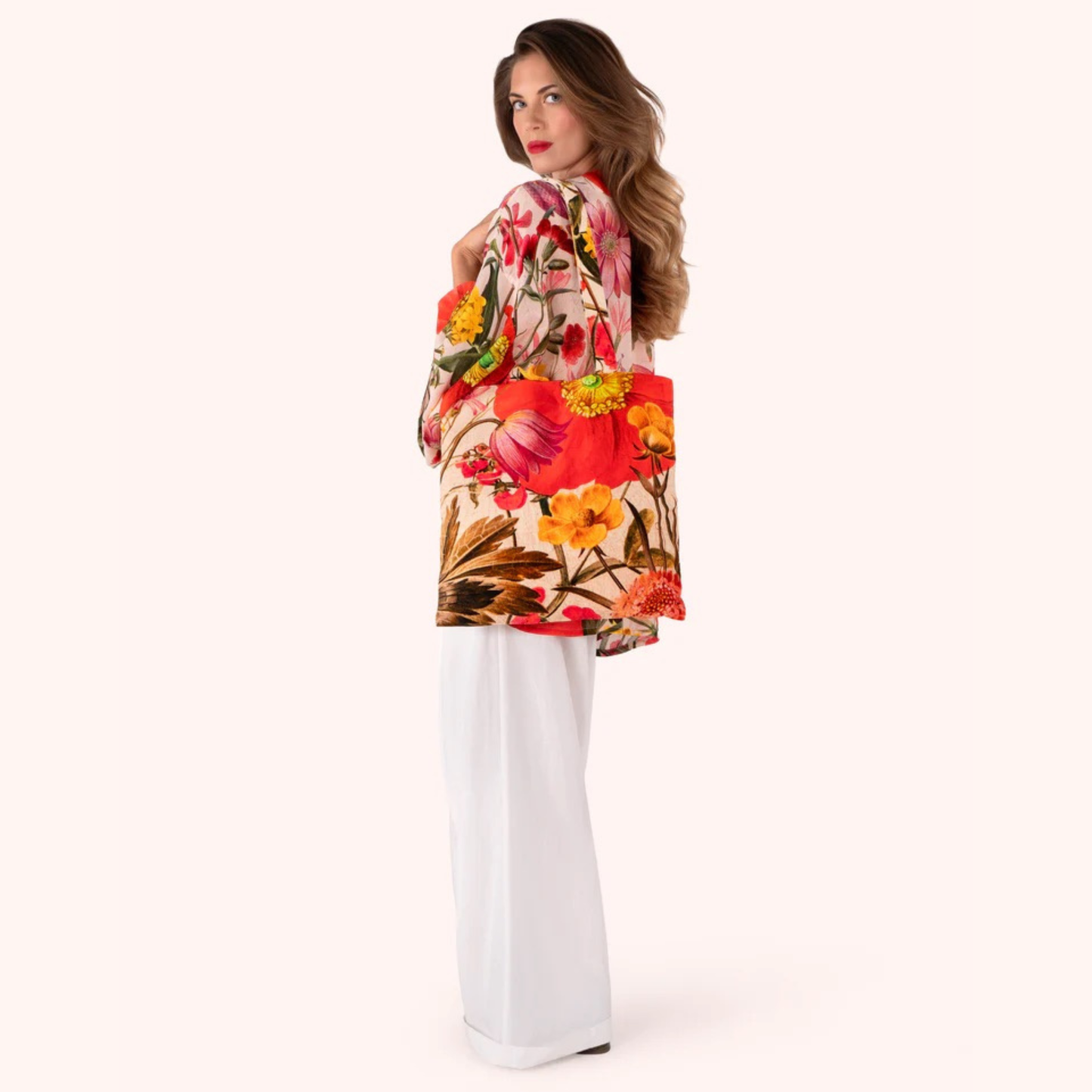 KIMONO JACKET - FINE FLOWERS IN CREAM