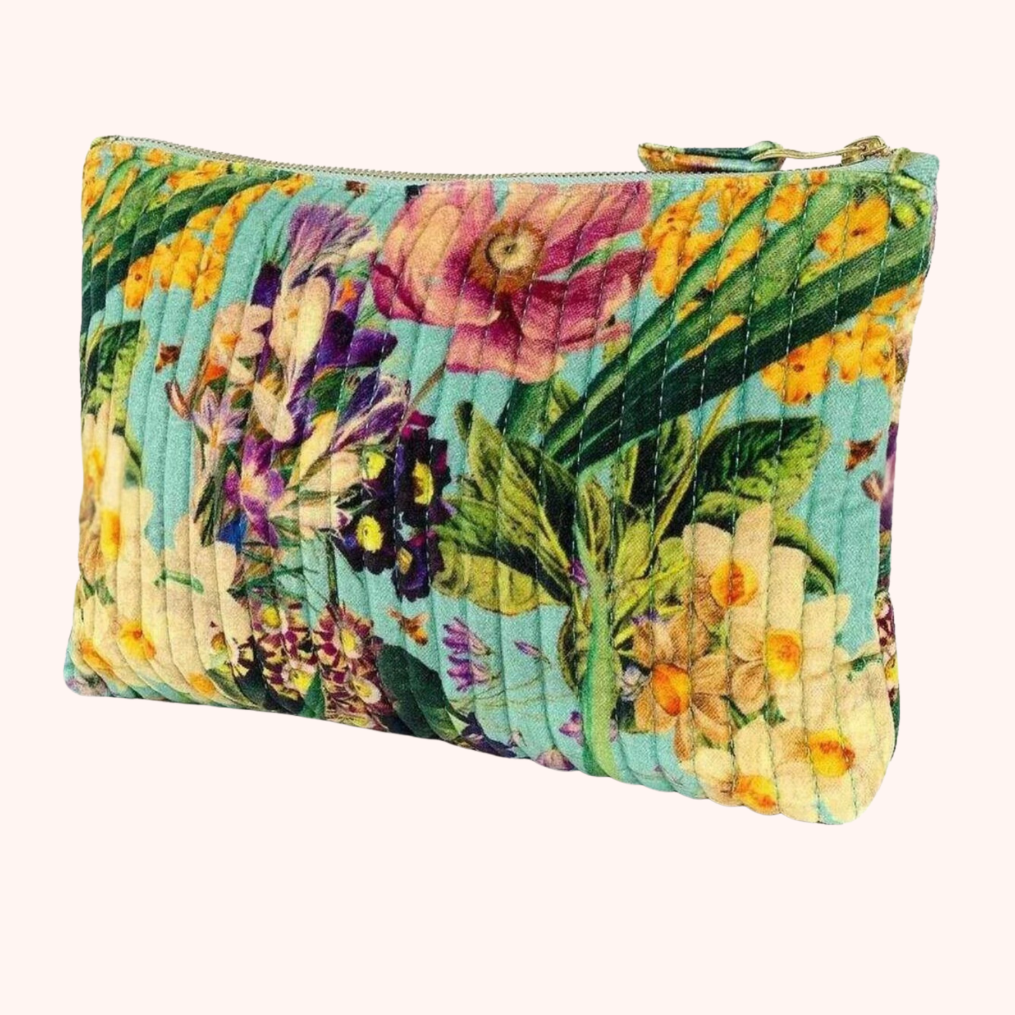 POWDER SPRING FLORA QUILTED VELVET POUCH