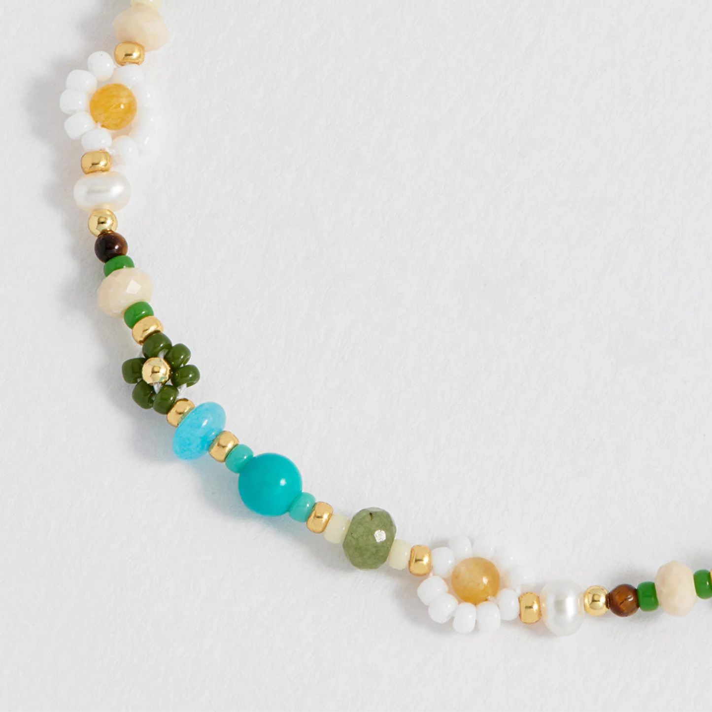 Estella Bartlett Green Beaded Flower Bracelet Gold Plated | Green Multi